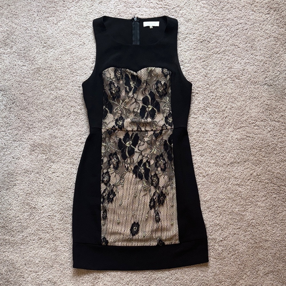 Elegant Black and Gold Lace Dress